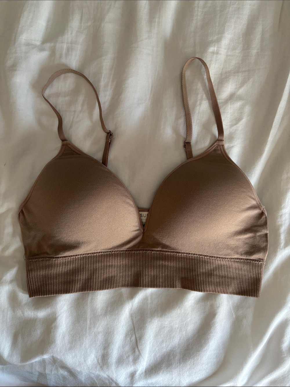 Z Supply Ribbed Underband Padded Bralette in Brown